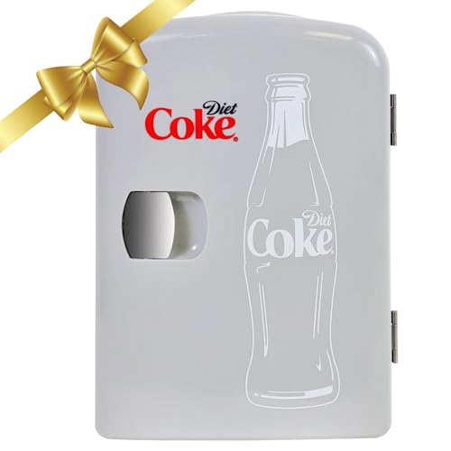 Coca-Cola Diet Coke DC04 4 Liter/4.2 Quarts 6 Can Portable Mini Cooler/Fridge, Beverages, Baby Food, Skincare and Medications-Use at Home, Office, Dorm, Car, RV or Boat-with AC & DC Plugs, Gray