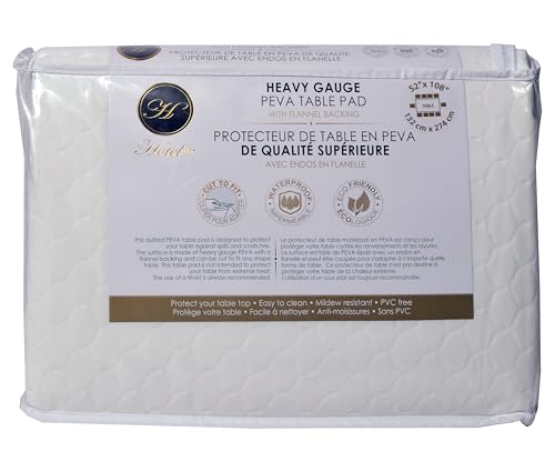 Hotel Quilted Peva Table Pad, 52 by 108-Inch, White