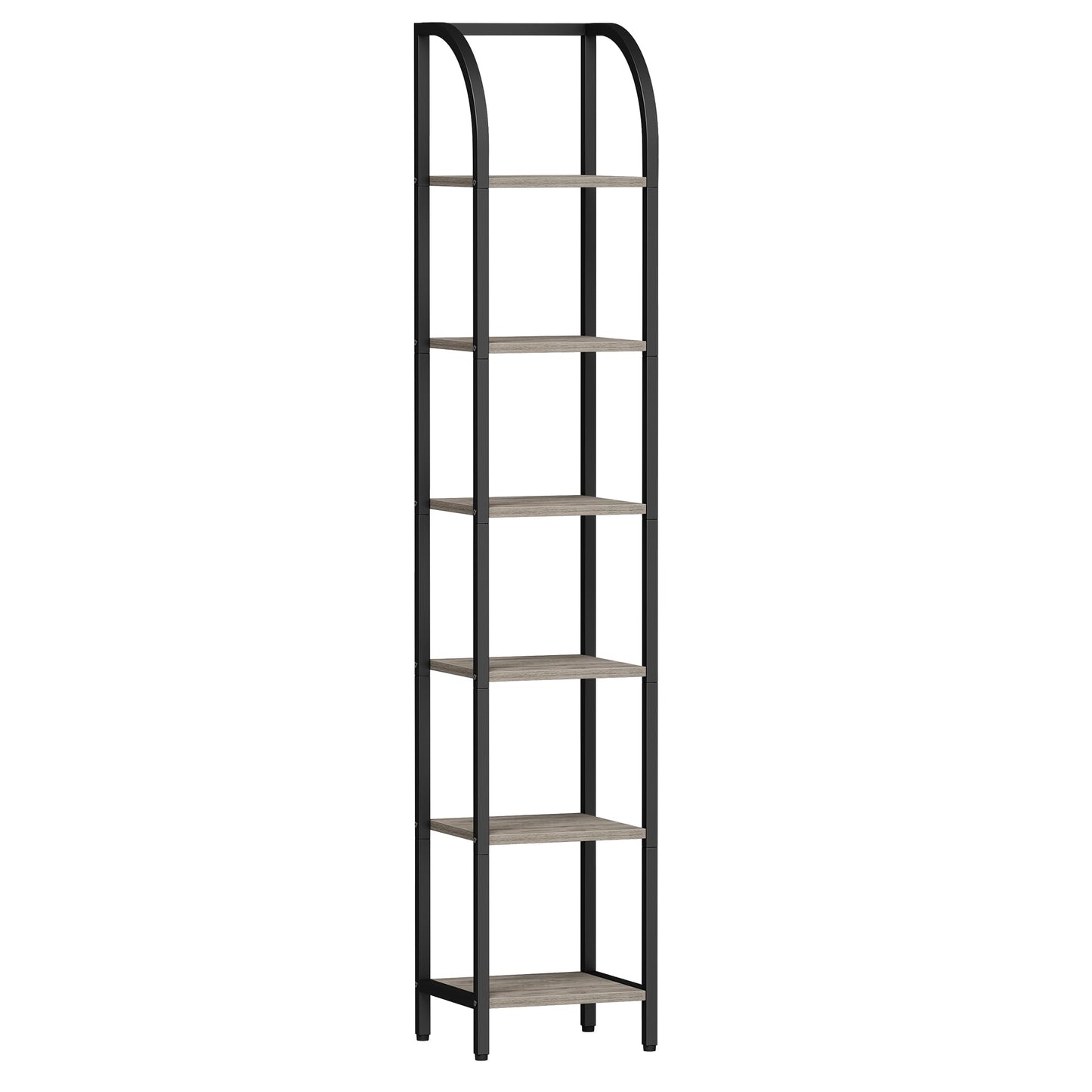 Hzuaneri Bookshelf Bookcase Narrow Bookcase Shelf Organizer with Steel Frame for Study Living Room Bedroom Kitchen Home Office Industrial Bookshelf 6-Tier Greige BC56005B