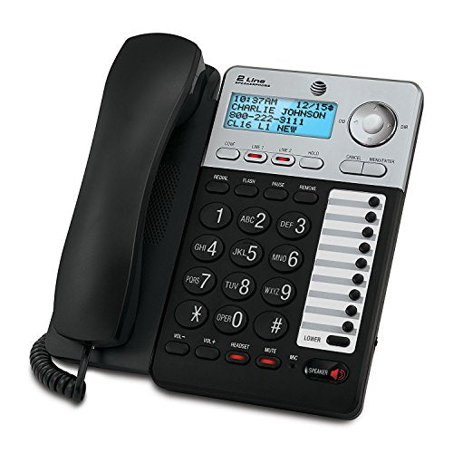 AT&T 2-Line Corded Phone with Speakerphone, 18 number Speed Dial, 100 Name/Number Caller ID and Phonebook, Data Port (ML17929)