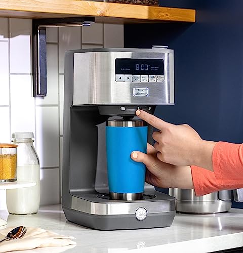 GE Drip Coffee Maker With Timer | 10-Cup Thermal Carafe Coffee Pot Keeps Coffee Warm for 2 Hours | Adjustable Brew Strength | Wide Shower Head for Maximum Flavor | Kitchen Essentials | Stainless Steel
