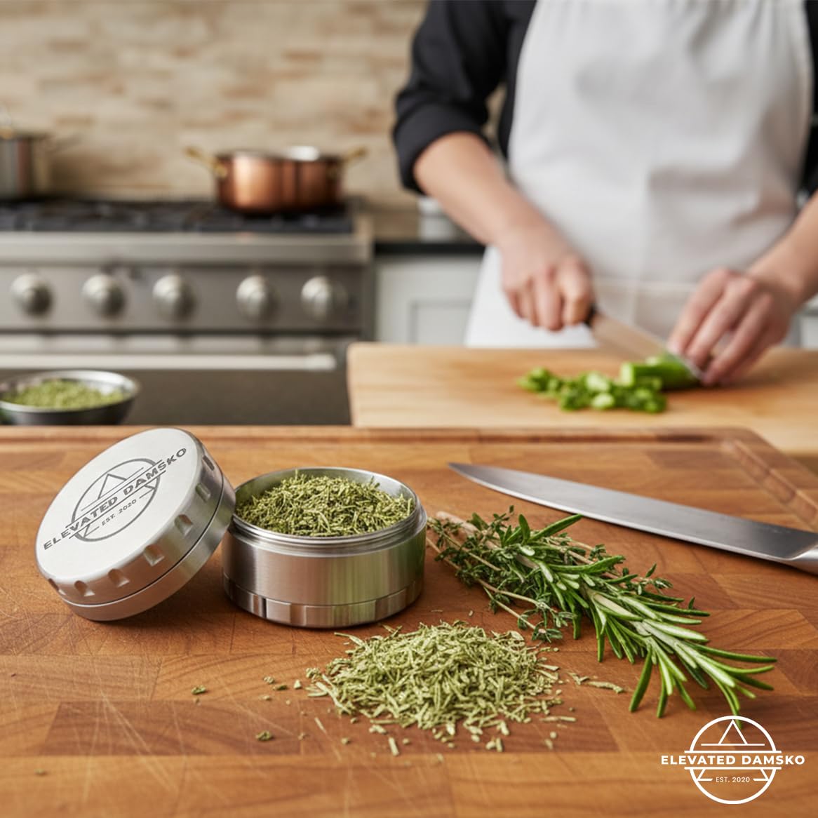 Elevated Damsko 2.5-inch Premium Stainless Steel Culinary Herb & Spice Grinder Mill for Kitchen Use