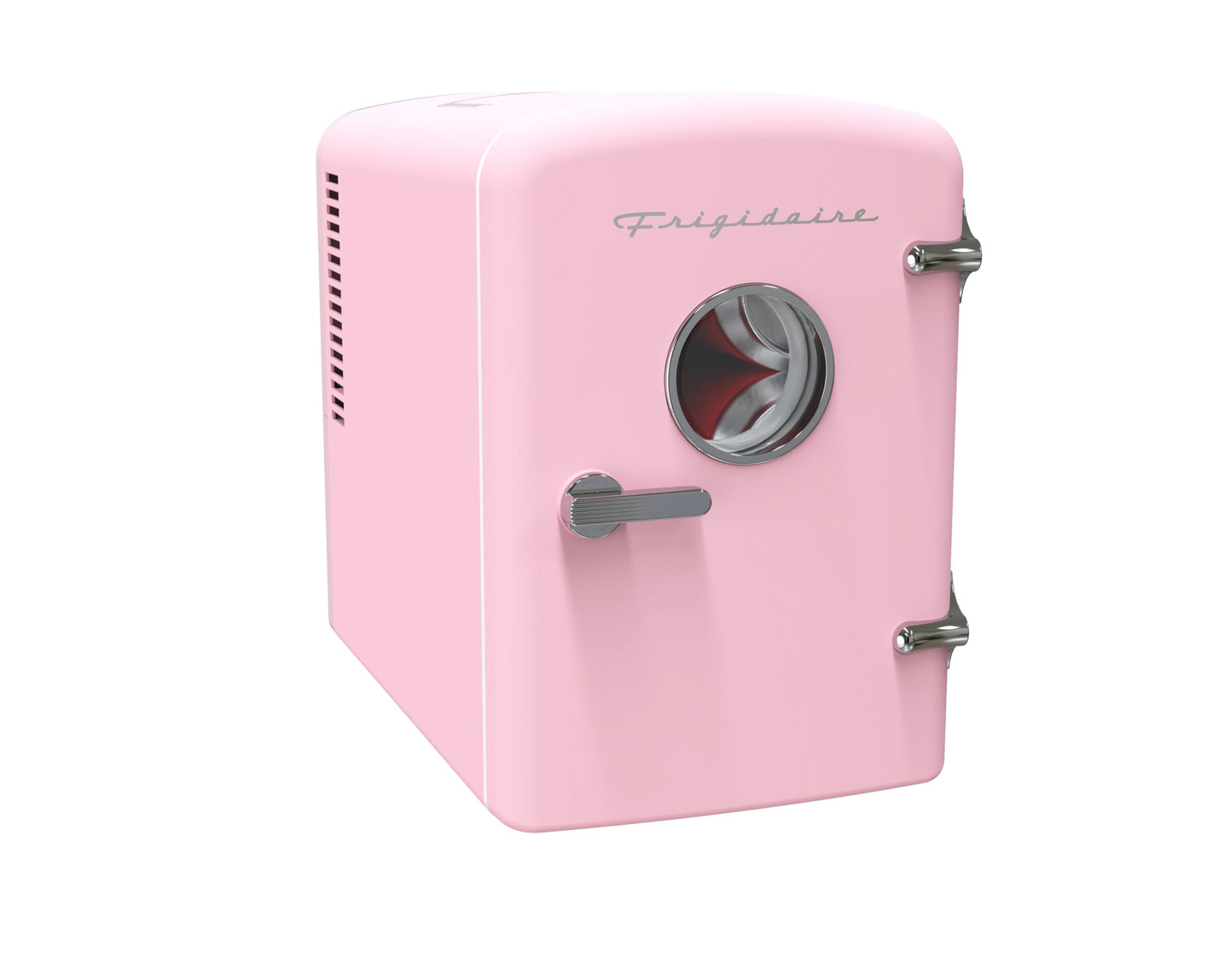 Frigidaire Retro 9-Can Mini Personal Fridge Portable Cooler for Car, Office, Bedroom, Dorm Room, or Cabin, 11.8" D x 7.1" W x 10.1" H, PINK