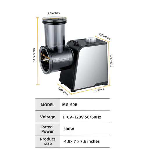 5 In 1 Electric vegetable slicer,300W Electric Cheese Grater Salad Shooter, One-Touch Easy Control, Electric Grater for Vegetables, Cheeses and NutsFor Home Kitchen