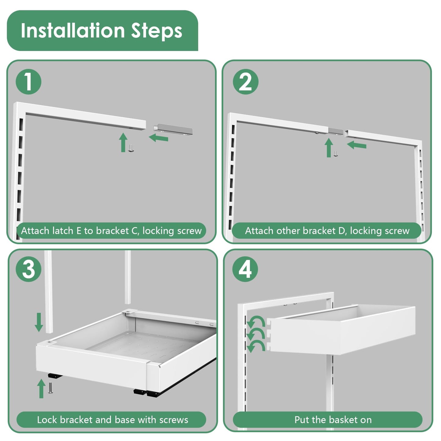 REALINN Under Sink Organizer Pull Out, L-Shaped 2 Tier Cabinet Organizer with Adjustable Width & 6-Level Height, Metal Under Sink Storage for Kitchen Sink, Bathroom Vanity, Laundry Cabinet, White