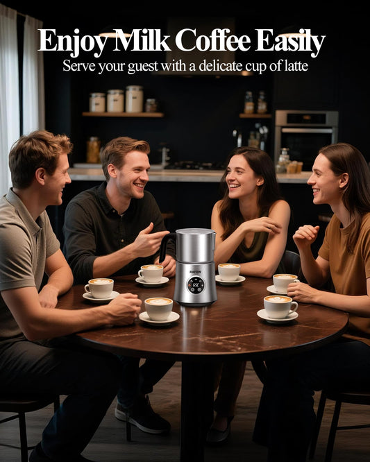 5 in 1 Electric Milk Frother: 16.9oz/500ml Large Capacity Dishwasher Safe Milk Steamer for Hot & Cold Milk Froth - Automatic Milk Frother & Warmer for Latte, Cappuccinos, Macchiato, Hot Chocolate