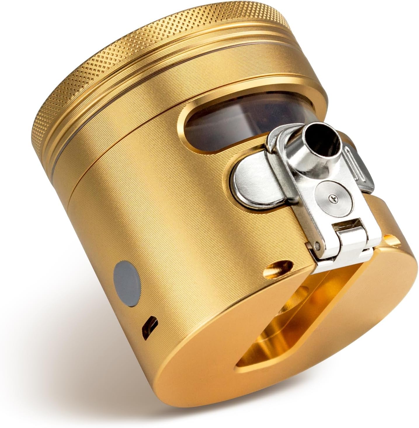 MANUAL Grinder AUTOMATIC Dispenser Large 2.5" Aluminum Alloy, for HOME & KITCHEN ONLY (Gold)