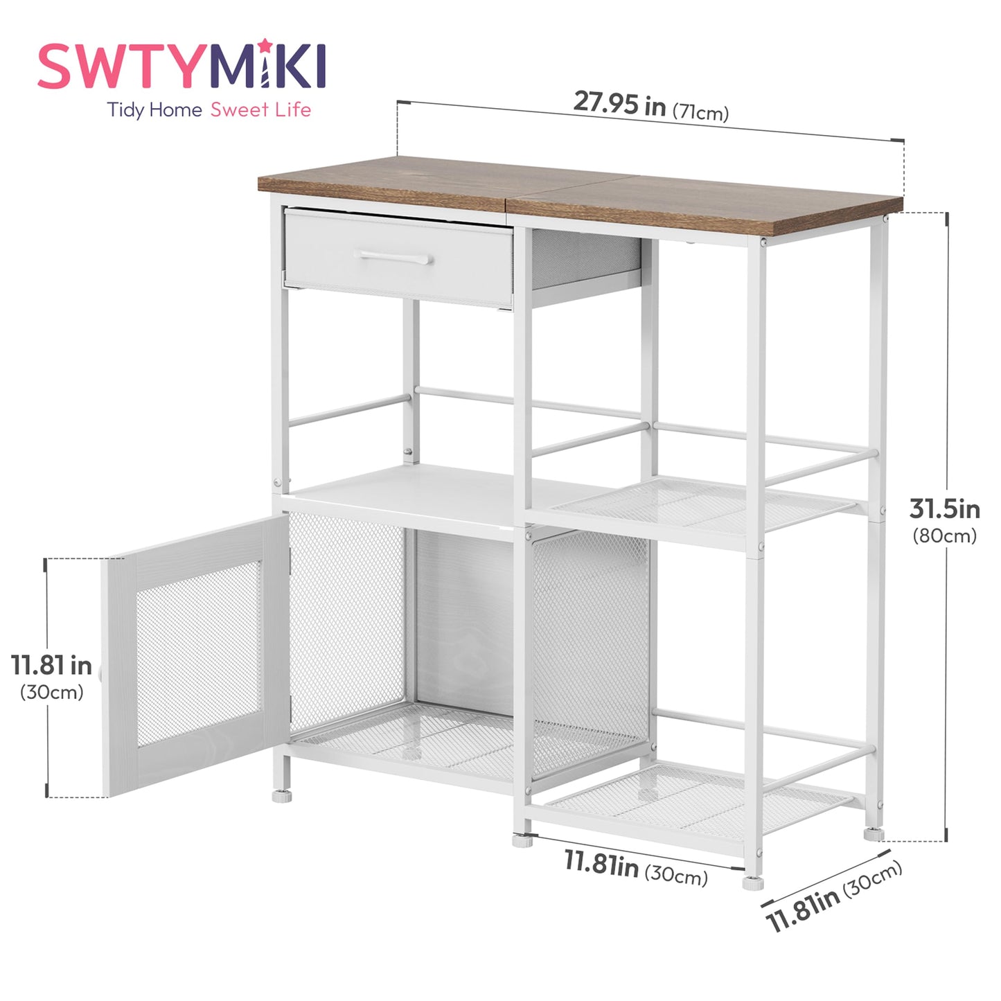 SWTYMIKI Coffee Bar Cabinet for Home - Farmhouse Coffee Stand Station Multi-Purpose Buffet Sideboard Cabinet with Drawers - Kitchen Bar Table for Living Room, Corner, Small Space, Oak