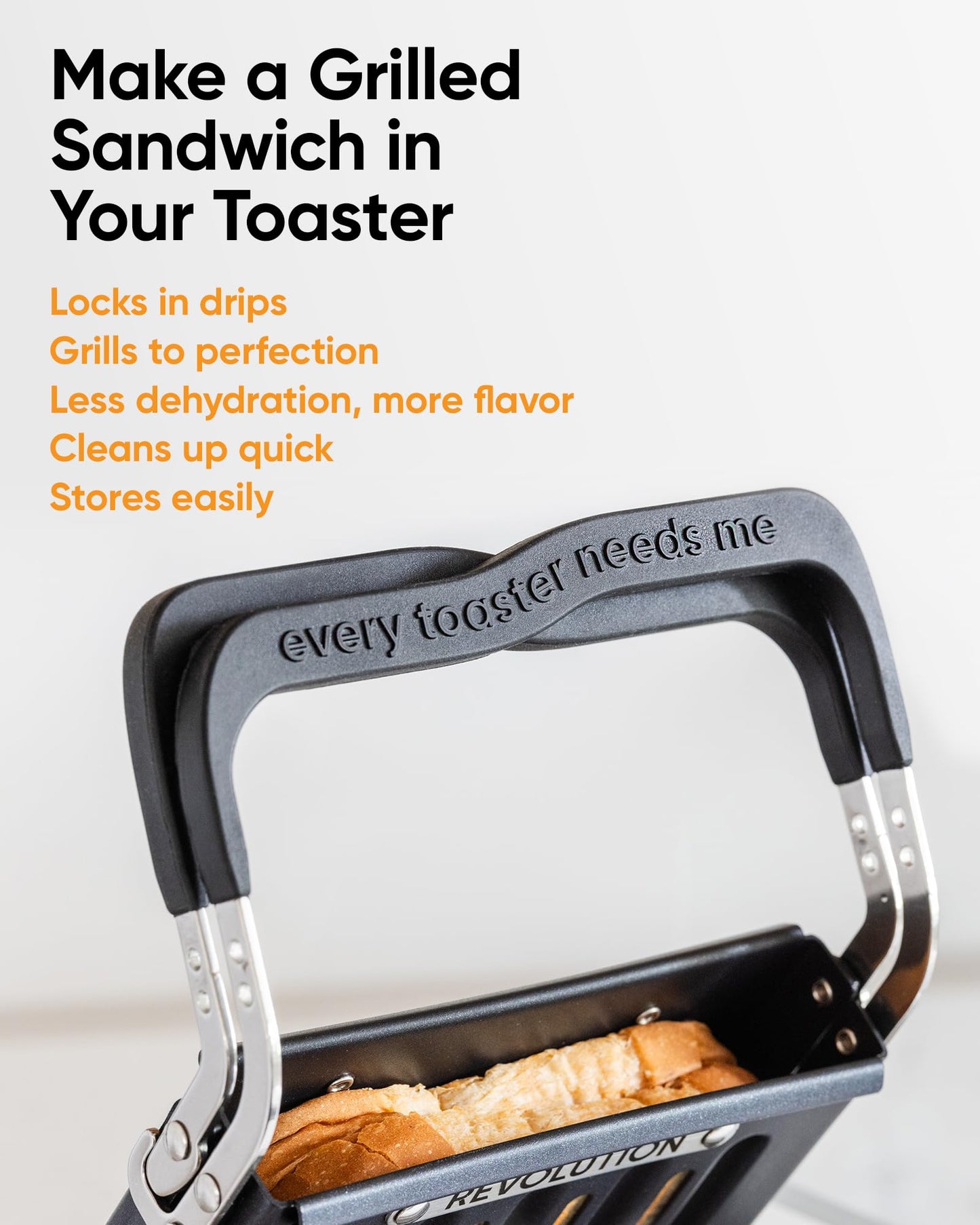 Revolution Toastie Press (Works With All Toasters) Conveniently Toast Delicious Grilled Cheeses, Quesadillas, and Paninis in Your Toaster
