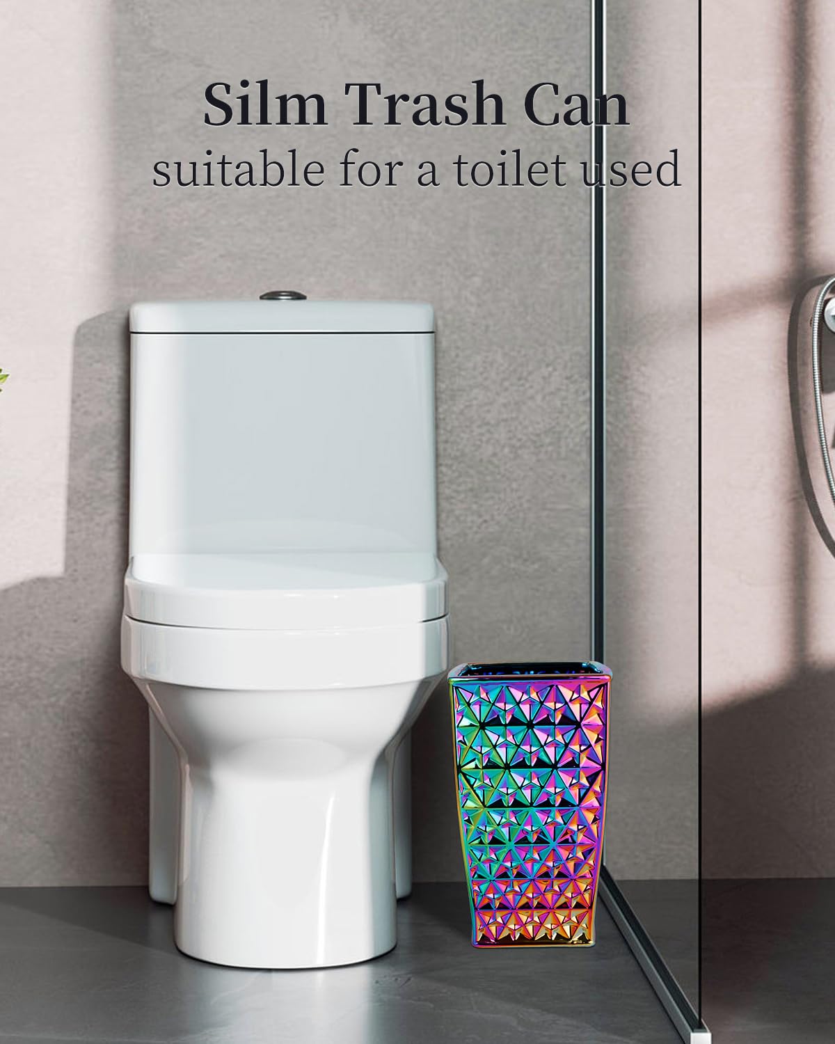 RXLVCKY Colorful Bathroom Trash Can Small Wastebasket, Garbage Container Bin for Bathroom, Bedroom, Kitchen, Home Office, and Kids Room, Holds Waste, Recycling - Ceramic