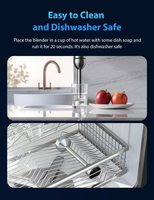 2025 New 1000W Immersion Blender Handheld – 25-Speed, Stainless Steel, Hand Blender, Corded Hand Mixer with Heavy-Duty Copper Brushless Motor & Gift Box