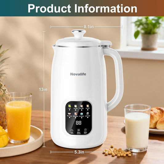 8 in 1 Nut Milk Maker Machine, 40oz Automatic Soy Milk Maker Blender, Homemade Soy Milk, Almond Milk, Oat Milk,Juice, Plant Based and Non Dairy Beverages, 12H Delay Start/Keep Warm/Self Cleaning
