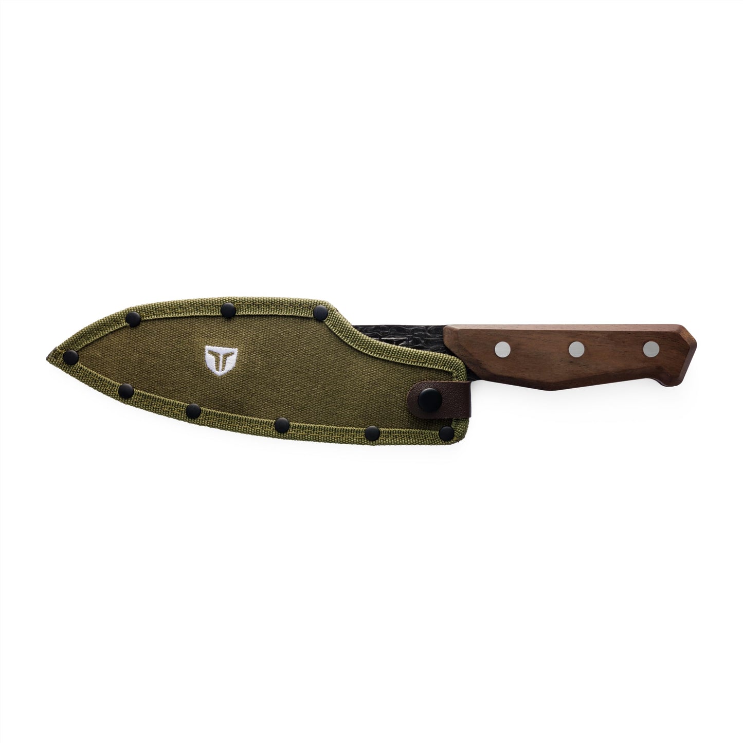TRUE PrimalForge Chef Knife | All-Purpose Knife, Slice Dice Chop & Mince, Home & Professional, Rugged Stonewash Finish, Sharp 5Cr15MoV Stainless-Steel, Wood Handle, Hand Forged Appearance