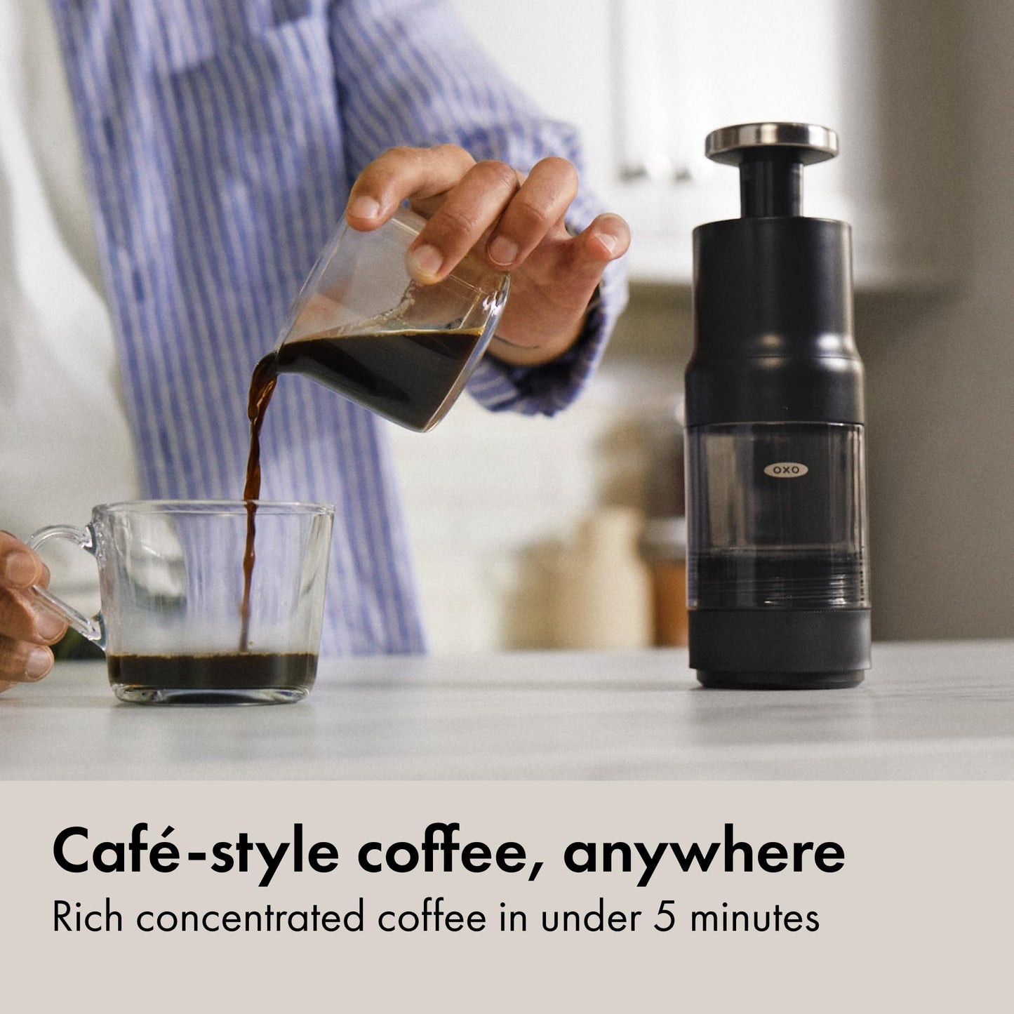 OXO Brew Rapid Brewer - Portable Coffee Maker, Fast Manual Hot & Cold Brew, Small Handheld Brewer, Compact Travel Coffee Maker
