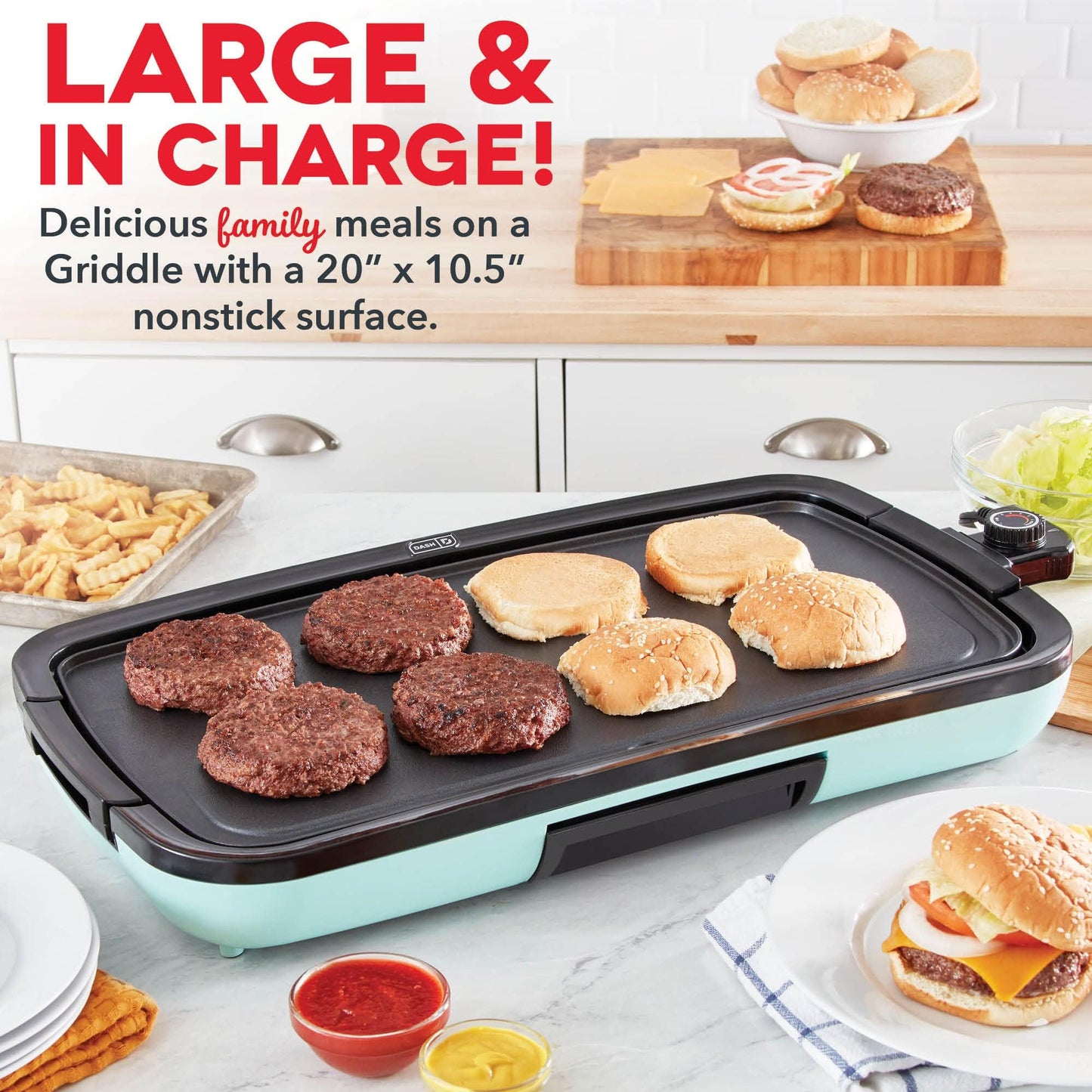 Dash Everyday Electric Griddle - Indoor Griddle for Versatile Cooking - Features Quick-Heating, Anti-Slip Feet, and Removable, Nonstick Plate - Aqua