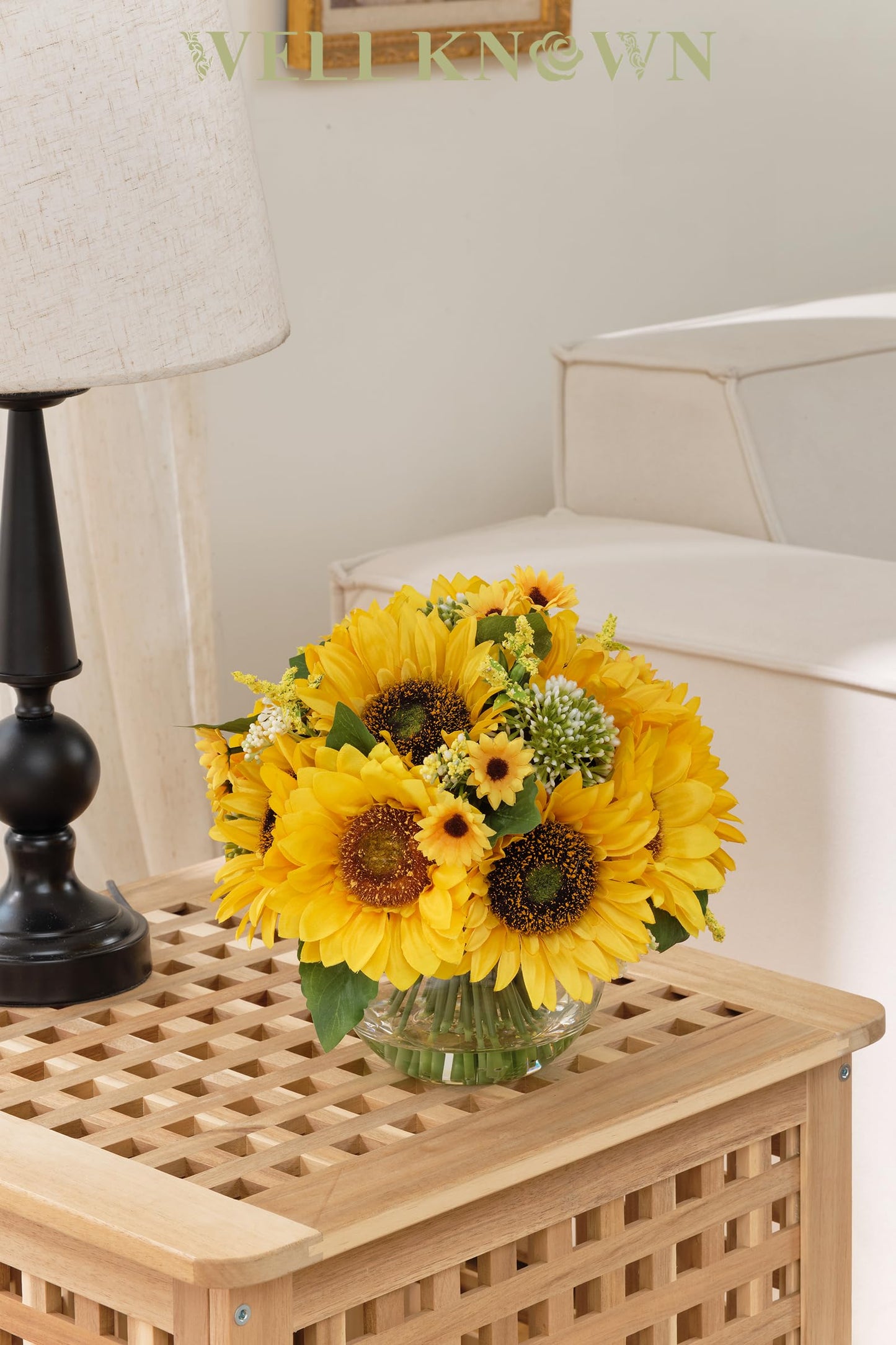 WELL KNOWN Sunflower Decor Arrangement as Table Centerpieces, Artificial Flowers in Vase for Home Decor Yellow Sunflower Centerpieces for Dinning Tea Coffee Table and Kitchen Decor & Gift