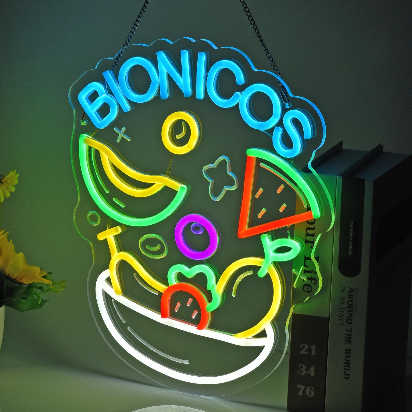CNBEYOUNG Bionicos Neon Sign, Neon Lights Hanging Wall Art Decoration for Mexican Restaurant Cocktail Bar Man Cave Kitchen Party Home Decor, USB Powered Ultra Bright Dimmable,14.96x 12.6inches