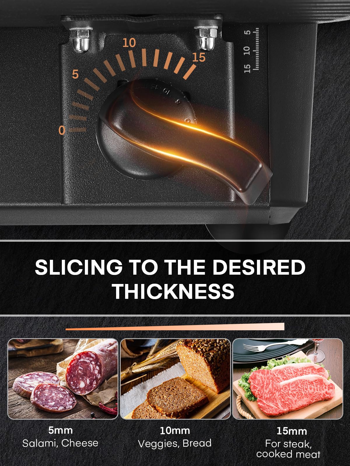FOHERE Electric Meat Slicer 200W Deli Slicer for Home with Removable Two 7.5” Blades, 0-15mm Precision Thickness Adjustment Knob Cut Deli Food, Meat Ham Bread Fruit, Include Food Carriage, Black