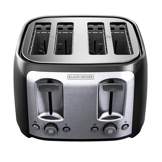 BLACK+DECKER Toaster 4 Slice, Classic Oval, Black with Stainless Steel Accents, TR1478BD