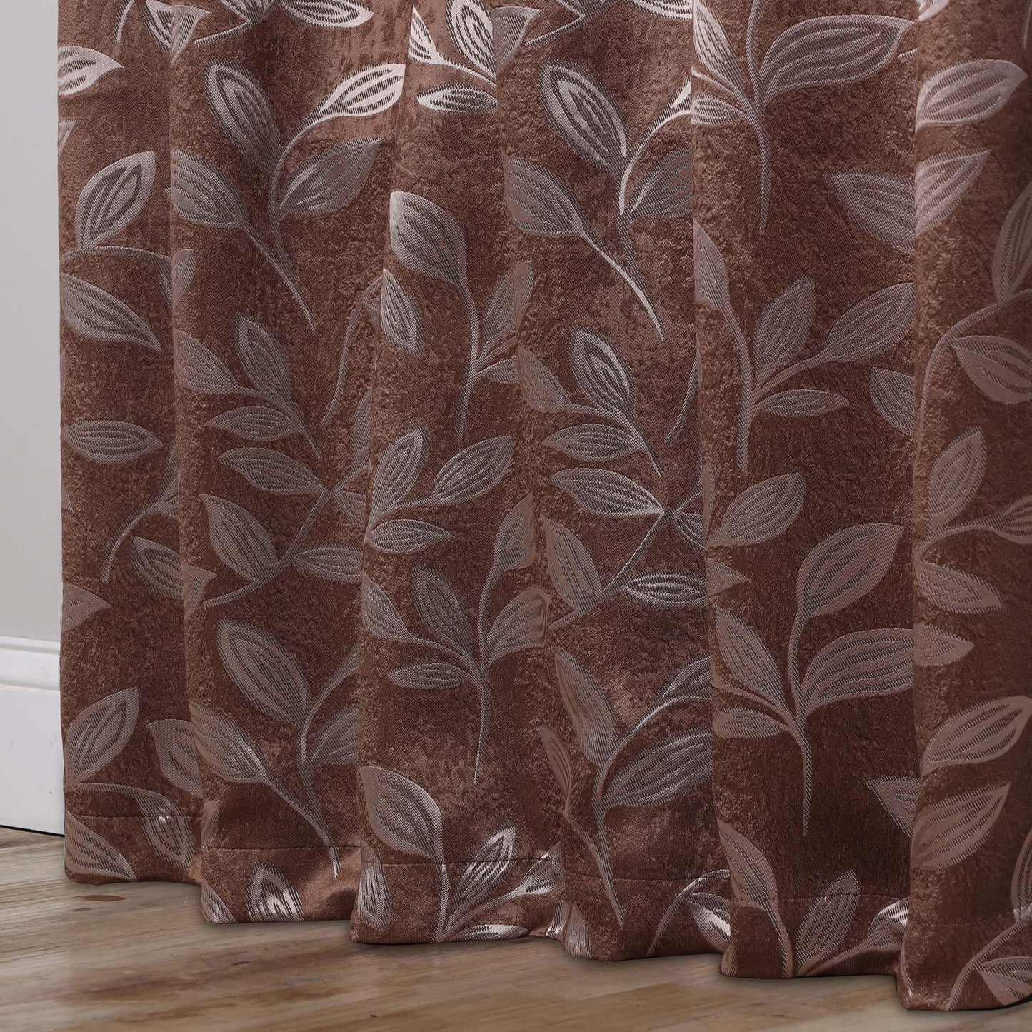 Superior Blackout Curtains, Room Darkening, Bedroom, Drapes, Kitchen, Living Room Window Accents, Sun Blocking, Thermal, 2 Pack, Leaves Blackout Back Tab Curtains, Set of 2, 52" x 96", Copper
