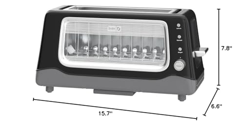 Dash Clear View Toaster - Features Large Window & Extra-Wide Slots - Auto-Shut Off Feature - Bagel Functions, & Seven-Browning Levels - 1-Touch Defrost - Black