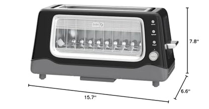 Dash Clear View Toaster - Features Large Window & Extra-Wide Slots - Auto-Shut Off Feature - Bagel Functions, & Seven-Browning Levels - 1-Touch Defrost - Black