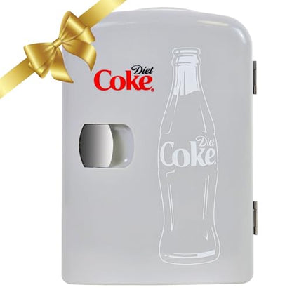 Coca-Cola Diet Coke DC04 4 Liter/4.2 Quarts 6 Can Portable Mini Cooler/Fridge, Beverages, Baby Food, Skincare and Medications-Use at Home, Office, Dorm, Car, RV or Boat-with AC & DC Plugs, Gray
