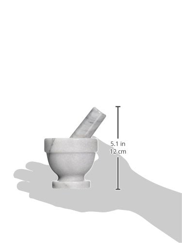 Fox Run Small Marble Mortar and Pestle Set, White, 3"