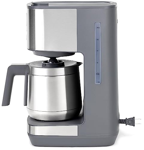 GE Drip Coffee Maker With Timer | 10-Cup Thermal Carafe Coffee Pot Keeps Coffee Warm for 2 Hours | Adjustable Brew Strength | Wide Shower Head for Maximum Flavor | Kitchen Essentials | Stainless Steel