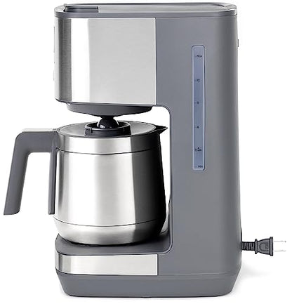 GE Drip Coffee Maker With Timer | 10-Cup Thermal Carafe Coffee Pot Keeps Coffee Warm for 2 Hours | Adjustable Brew Strength | Wide Shower Head for Maximum Flavor | Kitchen Essentials | Stainless Steel