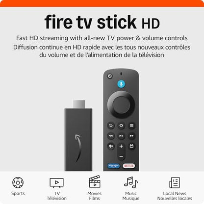 Amazon Fire TV Stick HD (newest model), free and live TV, Alexa Voice Remote, smart home controls, HD streaming