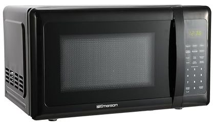 Emerson MW7302B Compact Countertop Microwave Oven with Touch Control, LED Display, 700W, 10 Power Levels, 6 Auto Menus, Glass Turntable and Child Safe Lock, 0.7 Cu., Ft. Black