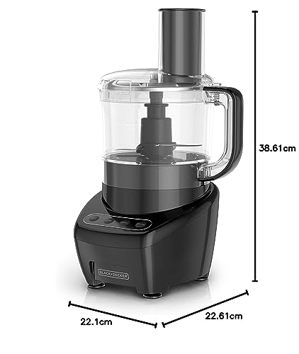 BLACK+DECKER 3-in-1 Food Processor & Chopper, 8-Cup, 450W, Shred, Slice, Grind & Puree, Stainless Blades, FP4200BC