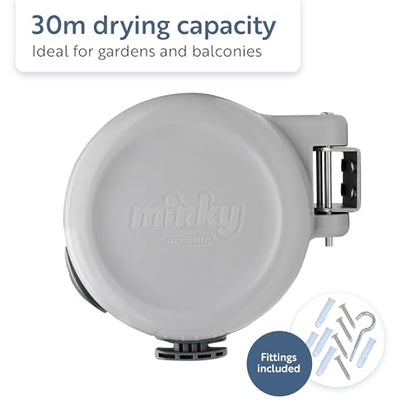Minky Outdoor Retractable Clothesline, 98 Feet Drying Space