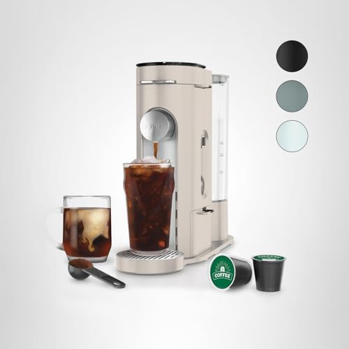 Ninja Pods & Grounds Single-Serve Coffee Maker, K-Cup Pod Compatible, Brews Grounds, Compact Design, 56-oz. Reservoir, 6-oz. Cup to 24-oz. Travel Mug Brew Sizes, Iced Coffee Maker, Stone, PB041ST