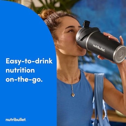 nutribullet Flip Portable Blender with Insulated Cup, Cordless, Black, NBPB50350AK