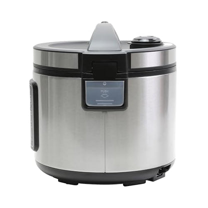 West Bend Rice & Grain Multi Cooker Programmable with 9 Preset Functions, Features Delay Start and Keep Warm Functions and Steam Basket, 20 Cups Cooked (10 cups uncooked), Stainless Steel