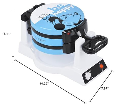 Disney Mickey & Minnie Double Flip Waffle Maker by Select Brands - Rotating Nonstick Waffle Iron - Adjustable Browning Control - Makes 6 Mickey & Minnie-Shaped Waffles