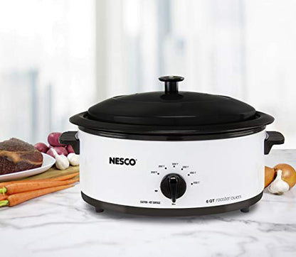 Nesco 6 Qt. Porcelain Roaster Oven, White, 4816-14