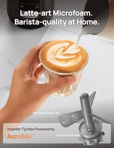 DREO Milk Frother, 8-in-1 Electric Stainless Steel Frother for Latte Art Microfoam and Coffee, 9oz/270ml Warm and Cold Foam Automatic Frothers, LED, Easy to Clean