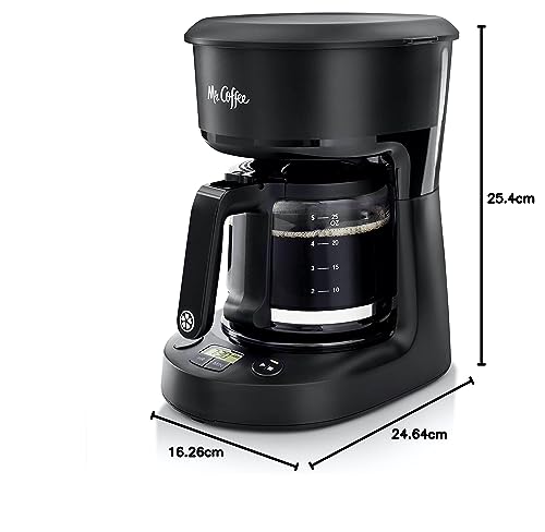Mr. Coffee 5-Cup Programmable Coffee Maker, 25 oz. Mini Brew, Space-Saving Coffee Machine, Black