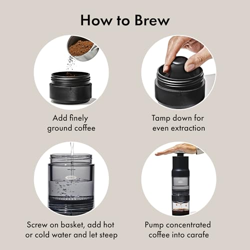 OXO Brew Rapid Brewer - Portable Coffee Maker, Fast Manual Hot & Cold Brew, Small Handheld Brewer, Compact Travel Coffee Maker