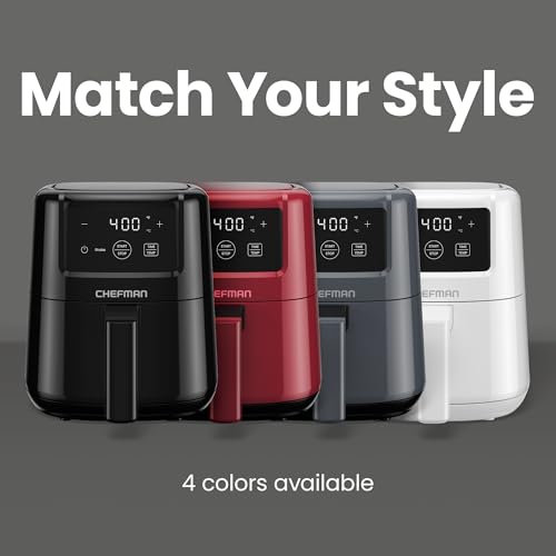 CHEFMAN 2 Qt Mini Air Fryer – Digital Space-Saving Compact Air Fryer with Nonstick and Dishwasher Safe Basket, Quick & Easy Meals in Minutes, Features Digital Timer and Shake Reminder – Black