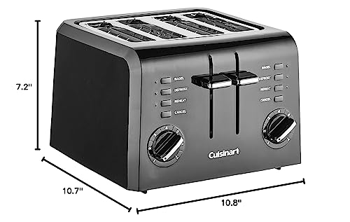 Cuisinart 4-Slice Compact Plastic Toaster, Black, CPT-142BKP1