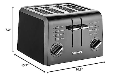 Cuisinart 4-Slice Compact Plastic Toaster, Black, CPT-142BKP1