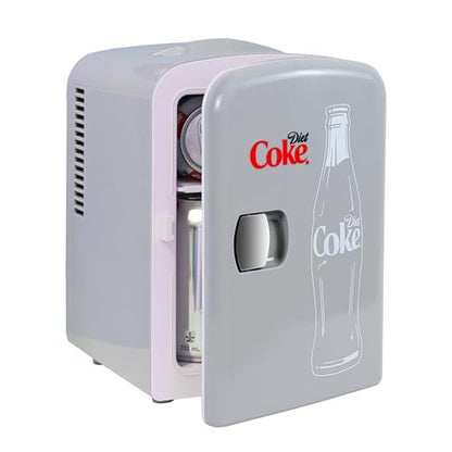 Coca-Cola Diet Coke DC04 4 Liter/4.2 Quarts 6 Can Portable Mini Cooler/Fridge, Beverages, Baby Food, Skincare and Medications-Use at Home, Office, Dorm, Car, RV or Boat-with AC & DC Plugs, Gray