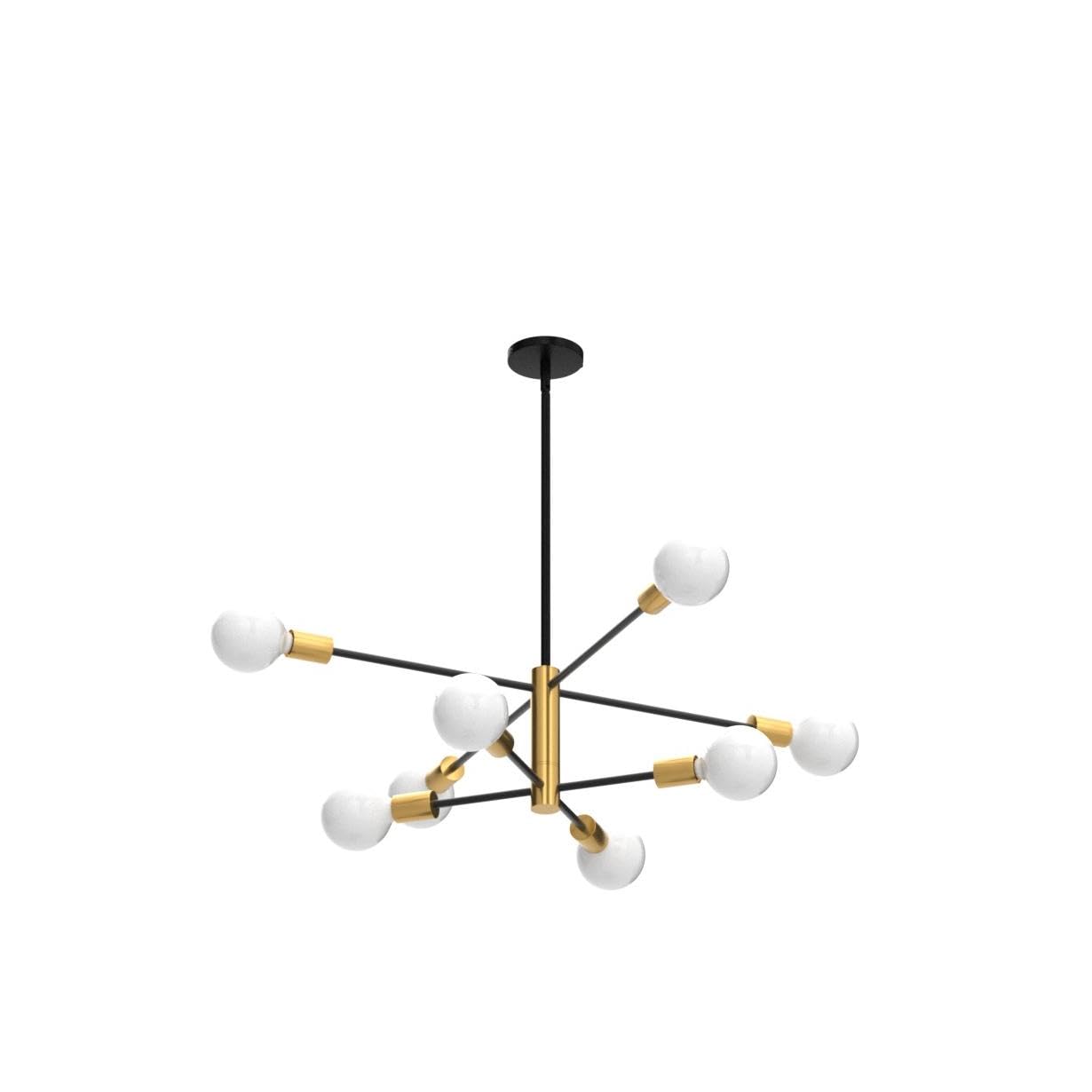 KAISITE Modern Sputnik Chandelier - 8-Light Ceiling Light Fixture Height Adjustable Mid Century Plating Finished Black and Gold Chandelier for Bedroom Living Room Dining Room Kitchen Foyer