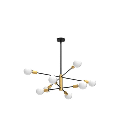 KAISITE Modern Sputnik Chandelier - 8-Light Ceiling Light Fixture Height Adjustable Mid Century Plating Finished Black and Gold Chandelier for Bedroom Living Room Dining Room Kitchen Foyer
