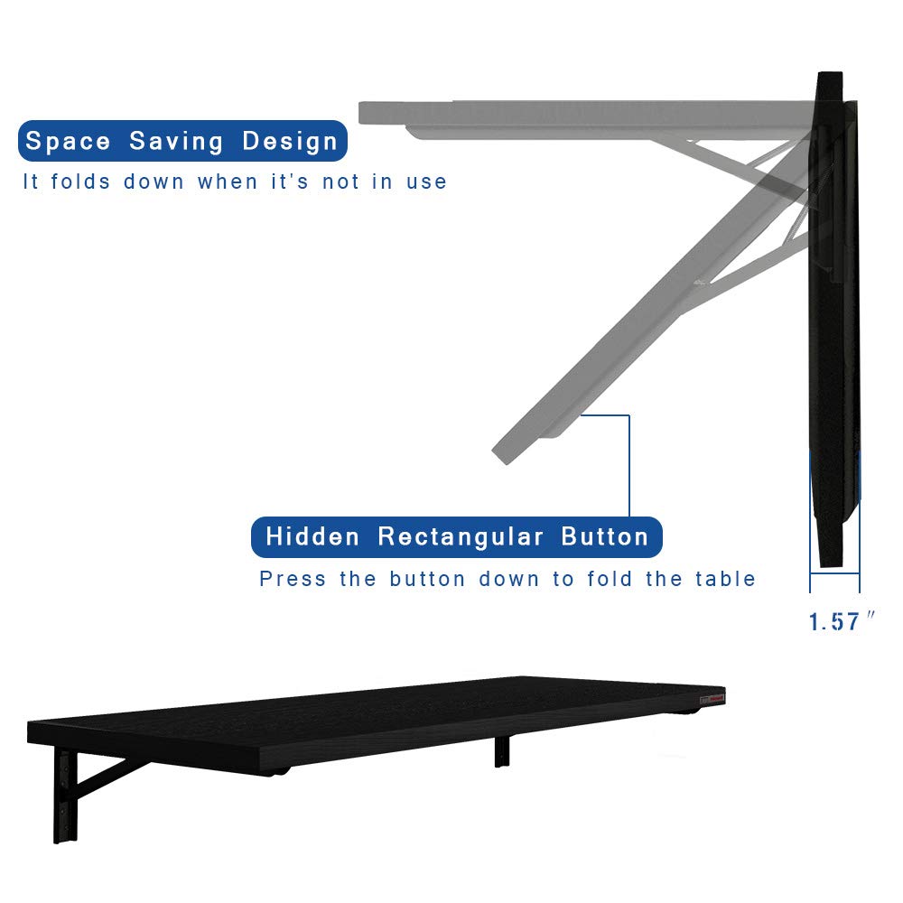 Need Wall Mounted Table - Heavy Duty Small Fold Down Desk Length 36" Width 20" Perfect Addition to Garage & Shed/Home Office/Laundry/Home Bar/Kitchen & Dining Room AC15BB(9050)