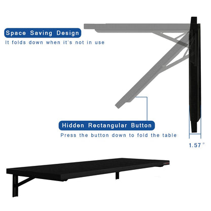 Need Wall Mounted Table - Heavy Duty Small Fold Down Desk Length 36" Width 20" Perfect Addition to Garage & Shed/Home Office/Laundry/Home Bar/Kitchen & Dining Room AC15BB(9050)